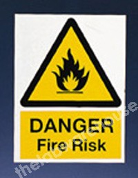 WARNING SIGN DANGER FIRE RISK 200X150MM
