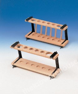 HARDWOOD TEST TUBE STAND PP ENDS 6 HOLES/6 PEGS