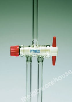 PYREX DIN STOPCOCK SST203 DBLE OBLIQUE BORE 2.5X9MM PTFE KEY