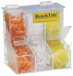 STORAGE CONTAINER ACRYLIC BENCH MOUNT LID AND 3 COMPARTMENTS