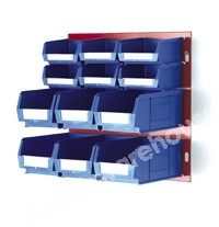 STORAGE BIN RACK RED PANEL 457X300MM 6EA SIZE 3 BLUE BINS