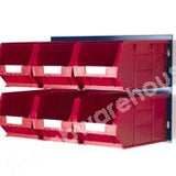 STORAGE BIN RACK GREY PANEL 457X641MM 24EA SIZE 2 RED BINS