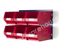 STORAGE BIN RACK GREY PANEL 457X641MM 24EA SIZE 2 RED BINS