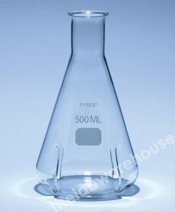 CULTURE FLASK PYREX CONICAL 250ML BAFFLED RIMMED TUBE NECK