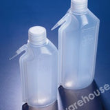 WASHBOTTLES PE SQ. OVAL/INT. JET 500ML NAT./WH.CAP PK 5