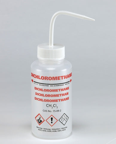 WASHBOTTLES PP LABELLED DICHLOROMETHANE WHITE CAP PK.5